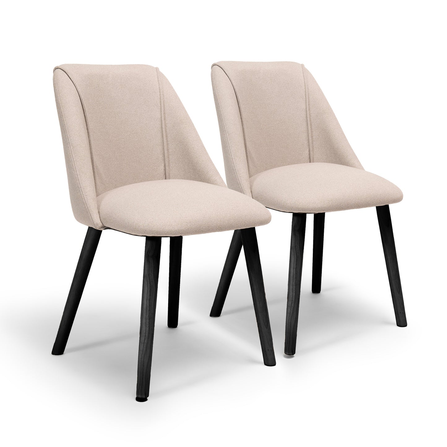 Freya Grey Twill Dining Chairs with Black Legs - Laura James