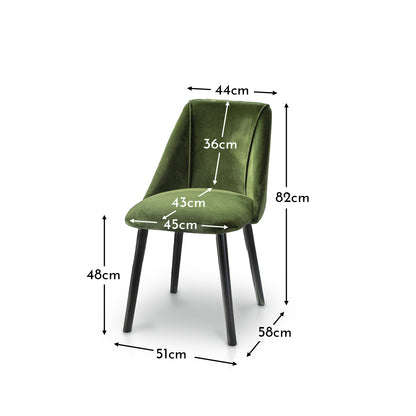 Freya Dining Chairs - Set Of 2 - Fern Green with Black Oak Legs