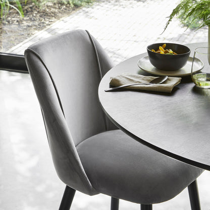 Willow 4 Seater Black Dining Table Set - Freya Grey Dining Chairs with Black Legs - Laura James