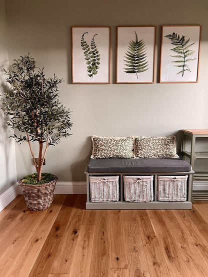 Hallway bench - two baskets - grey - Laura James