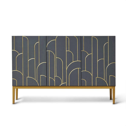 Gatsby Grey 3 Door Sideboard with Gold detailing - Laura James