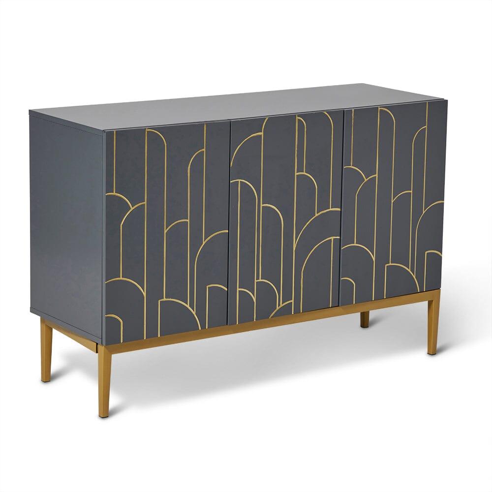 Gatsby Grey 3 Door Sideboard with Gold detailing - Laura James