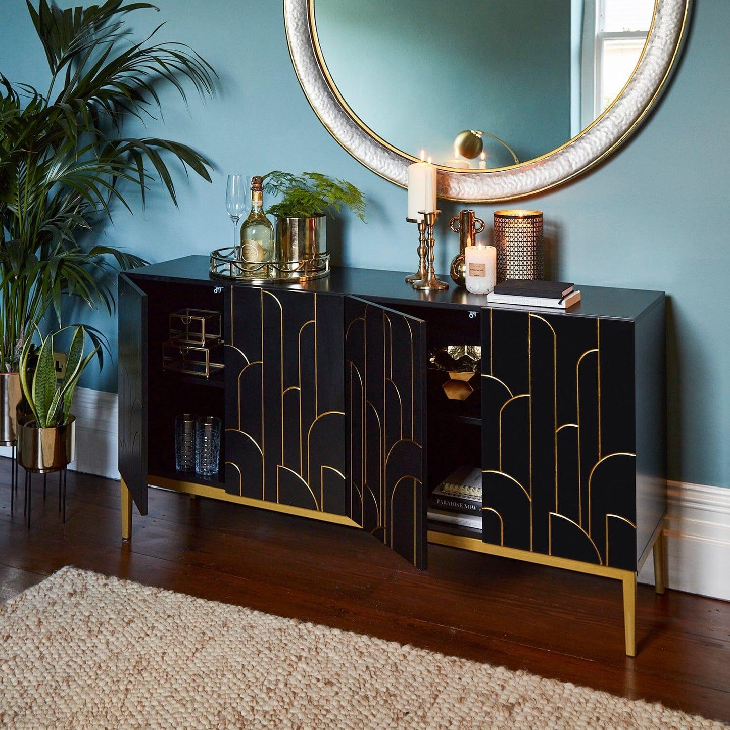 Gatsby 4 Door Sideboard – Noir Black - Laura James