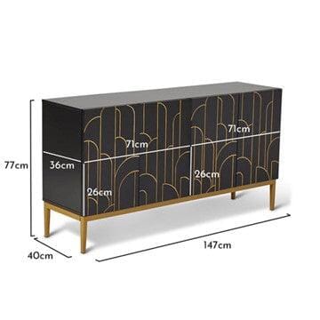 Gatsby Large 4 Door Sideboard – Noir Black