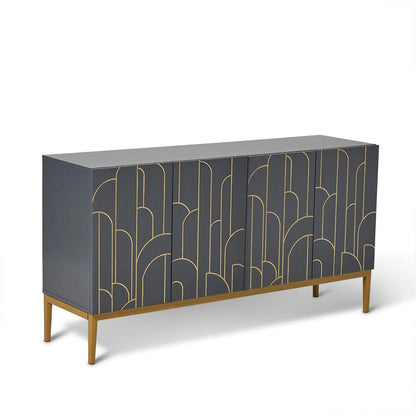 Gatsby 4 Door Grey Sideboard with Gold Detailing - Laura James