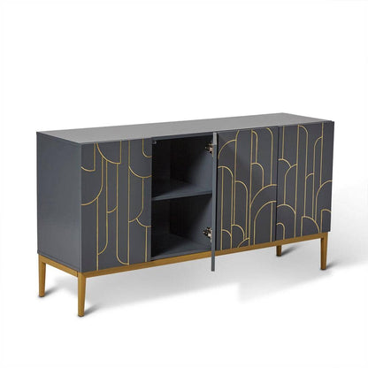 Gatsby 4 Door Grey Sideboard with Gold Detailing - Laura James