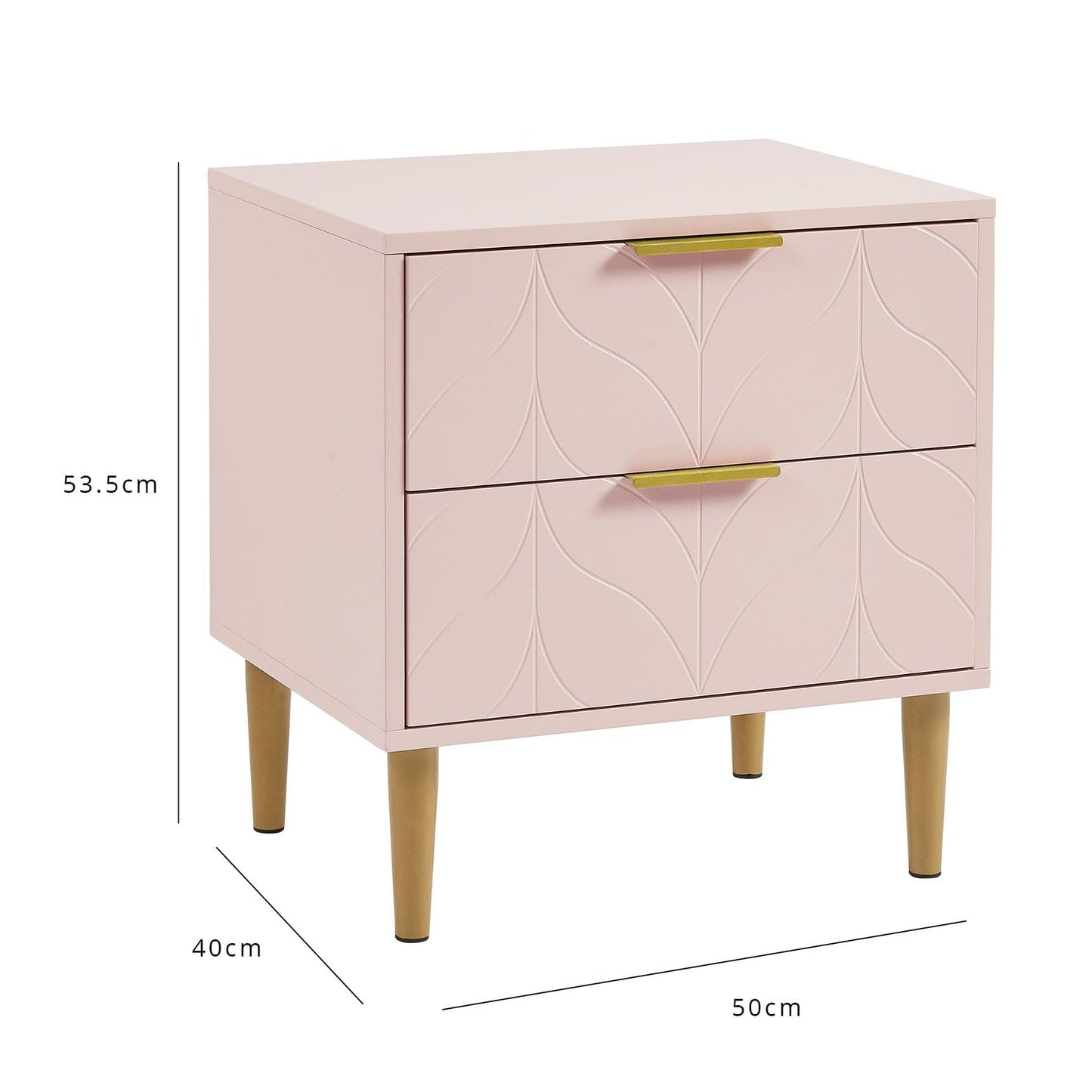 Gloria 3 Piece Bedroom Furniture Set - 3 Drawer Chest of Drawers - Blush Pink