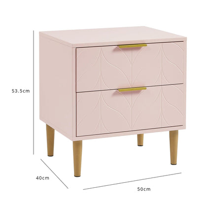 Gloria 3 Piece Bedroom Furniture Set - 3 Drawer Chest of Drawers - Blush Pink