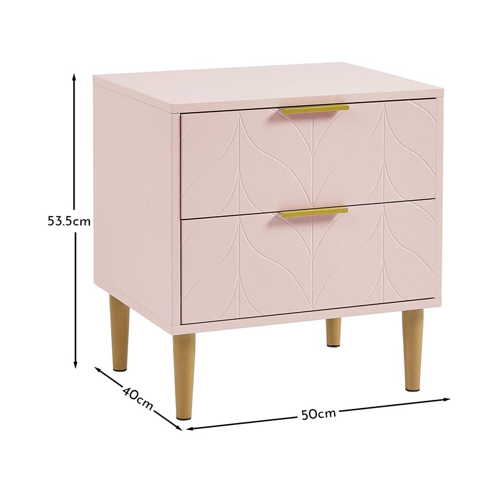 Gloria Bedside Table - Blush Pink & Brass Effect