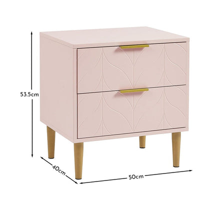 Gloria Bedside Table - Blush Pink & Brass Effect