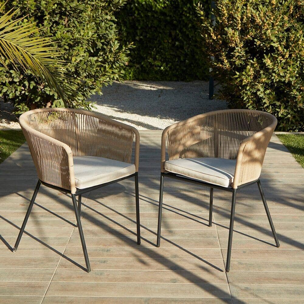 Hali 6 Seater Wooden Outdoor Dining Set with Hali Natural Chairs - 175cm