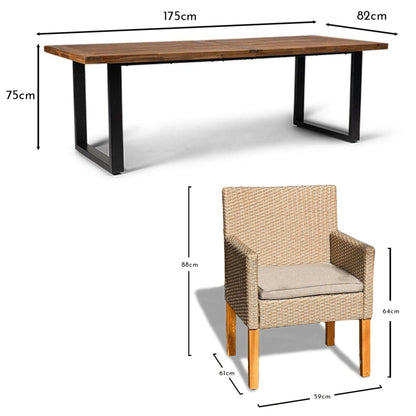 Hali Table With 4 Oliver Armchairs - 175cm