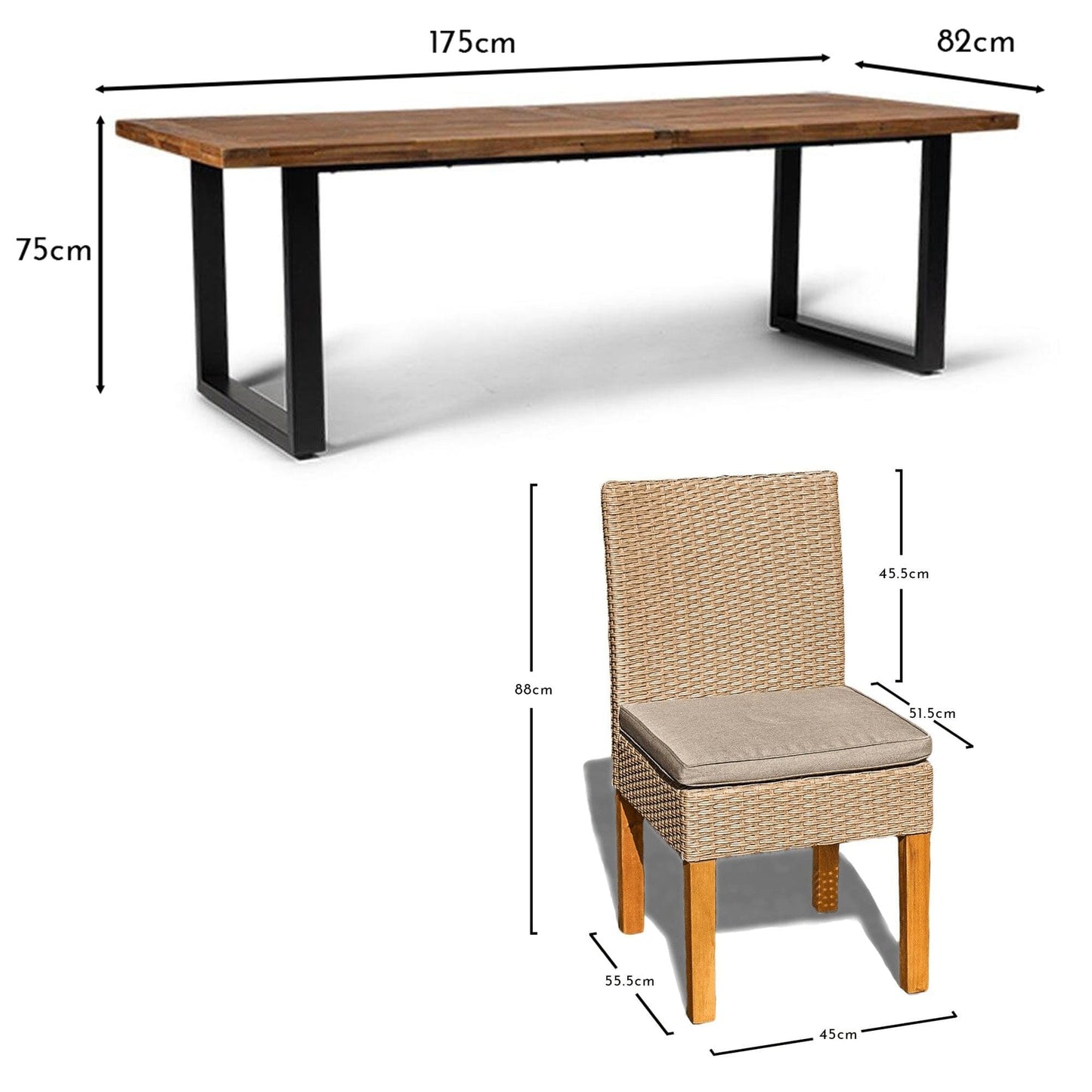 Hali Table With 4 Oliver Dining Chairs - 175cm