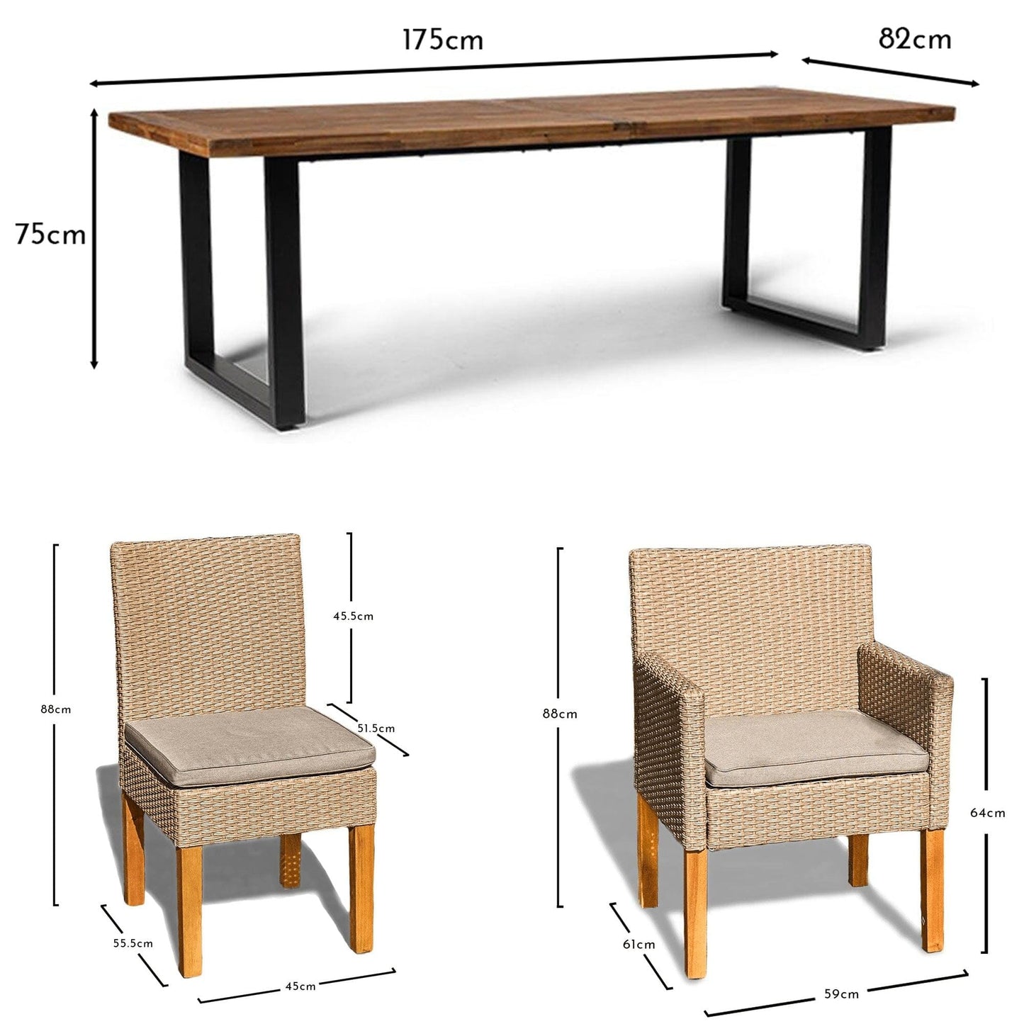 Hali Garden Dining Table with 4 Oliver dining chairs and 2 Oliver armchairs - Laura James