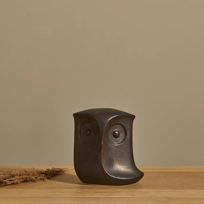 Hudswell 20cm Ceramic Owl Ornament - Black - Laura James