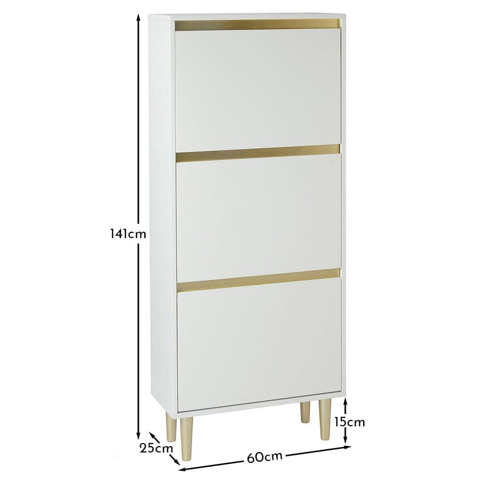 Iliana Shoe Cabinet - 3 Door - White