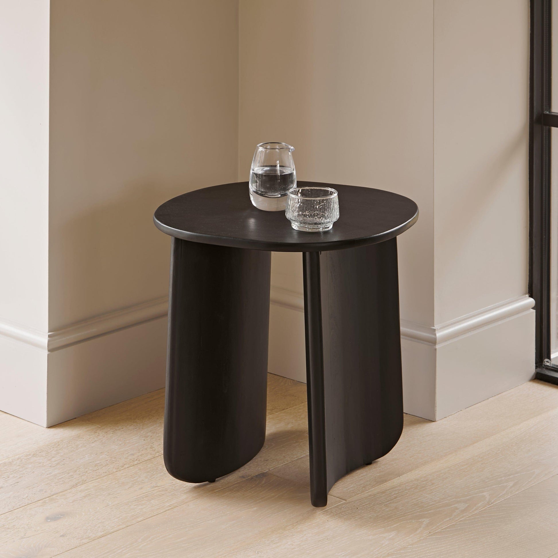 Imogen Acacia Wood Side Table - Jet Black - Laura James