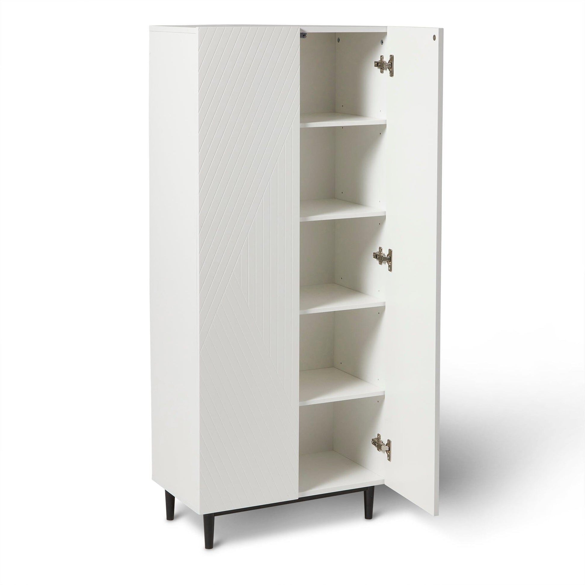 Jack Tall White Geometric Shoe Cabinet - Laura James