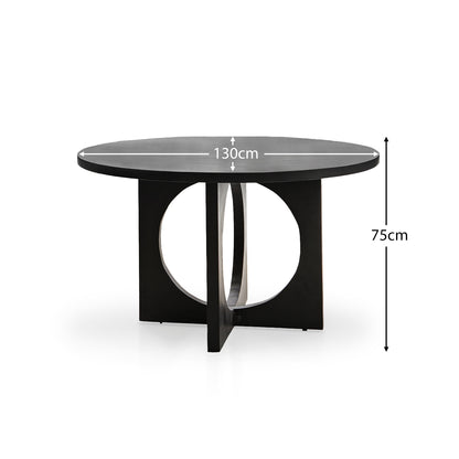 Jade Jet Black Acacia Wood Round Dining Table - Laura James

