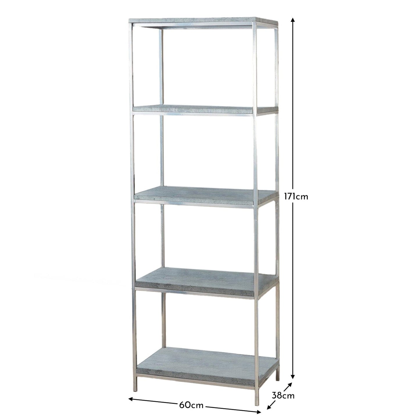 Jay Bookcase - Chrome Effect & Concrete