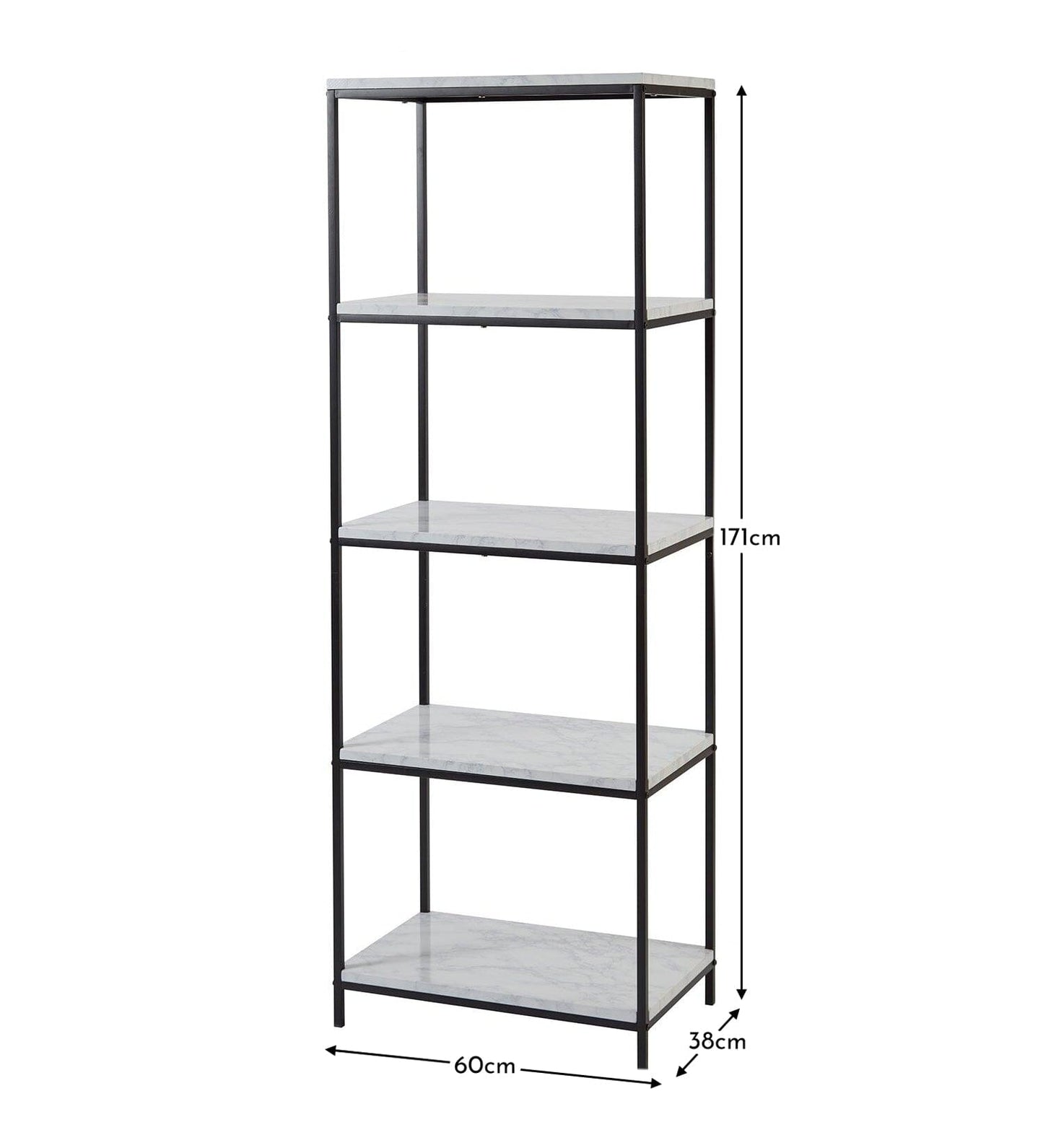 Jay Bookcase - Marble Effect & Black