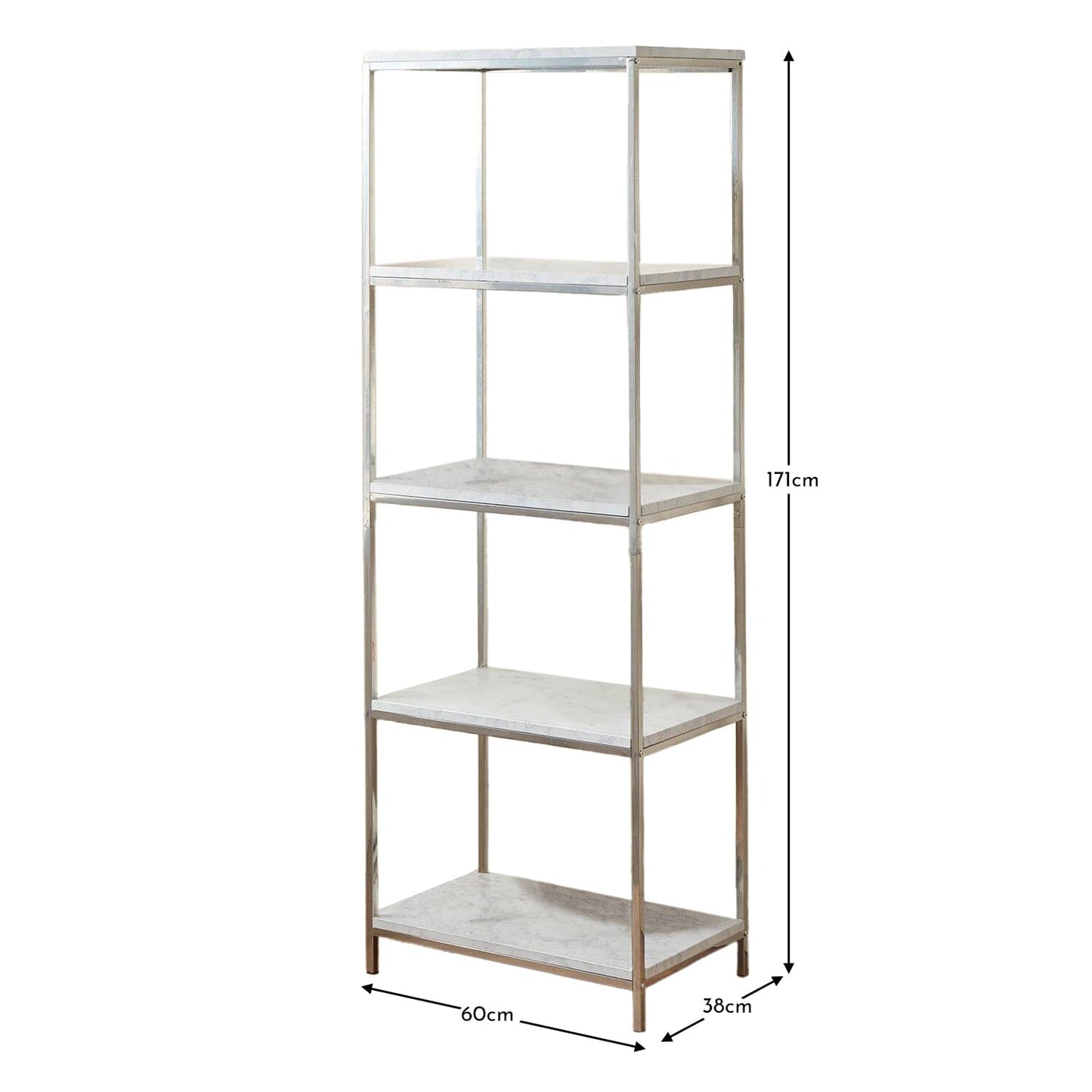 Jay Bookcase - Marble Effect & Chrome