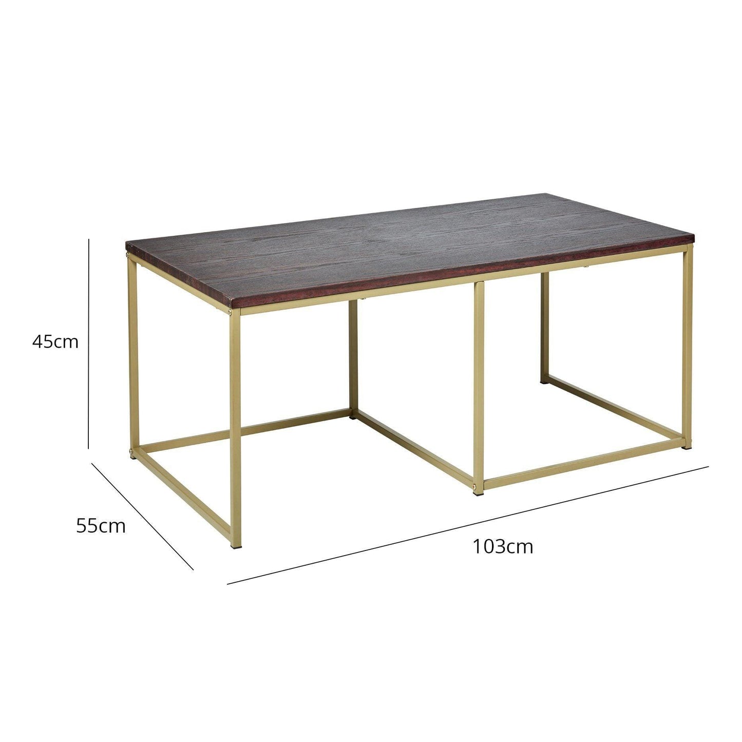 Jay Coffee Table - Walnut Effect & Brass