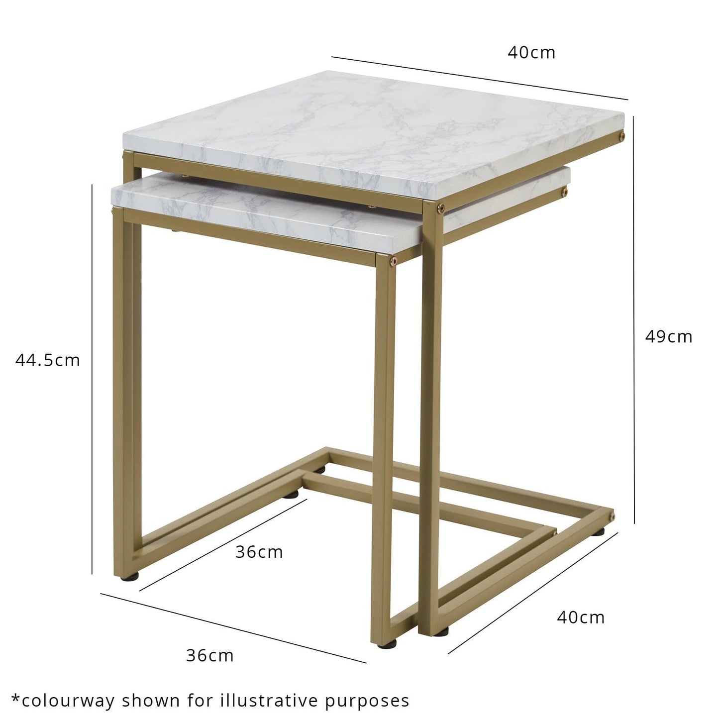 Jay Nest of Tables - Marble Effect & Black