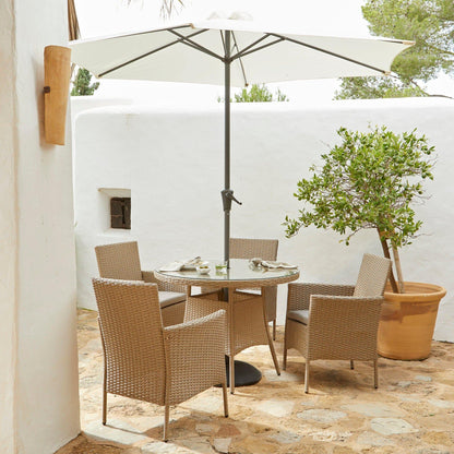 Kemble 4 Seater Outdoor Rattan Round Dining Set - Natural Brown - Laura James