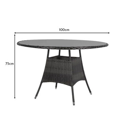 Kemble 8 Seat Outdoor Dining Table Clear Glass Top Black - Laura James