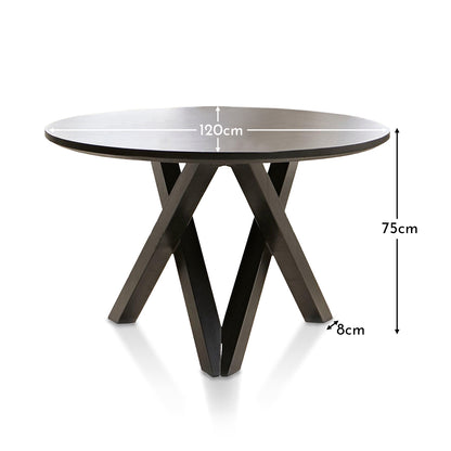 Levi Jet Black Acacia Wood Round Dining Table - Laura James

