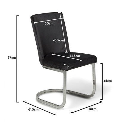 Lola dining chair - black with chrome legs