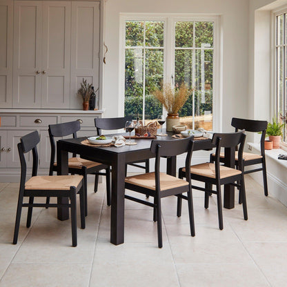 Magnus Black Extendable Dining Set with Woven Chairs - Laura James