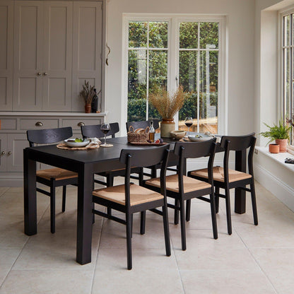 Magnus Black Extendable Dining Set with Woven Chairs - Laura James