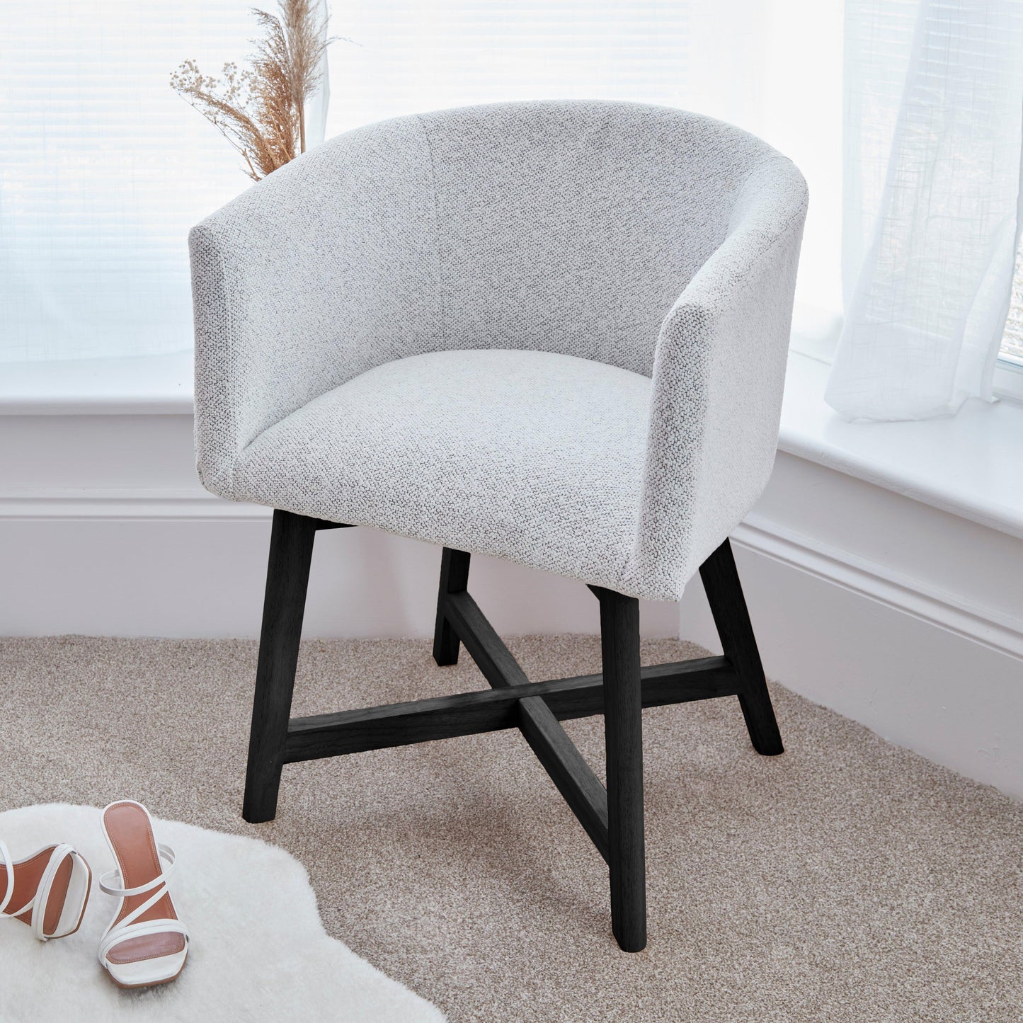 Magnus dining chair - dove grey with black legs - Laura James