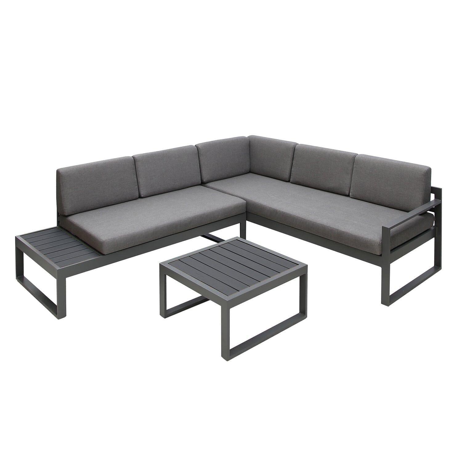 Maia 5 Seater Garden Interchangeable Sofa Set with Grey Lean Over Parasol - Grey
