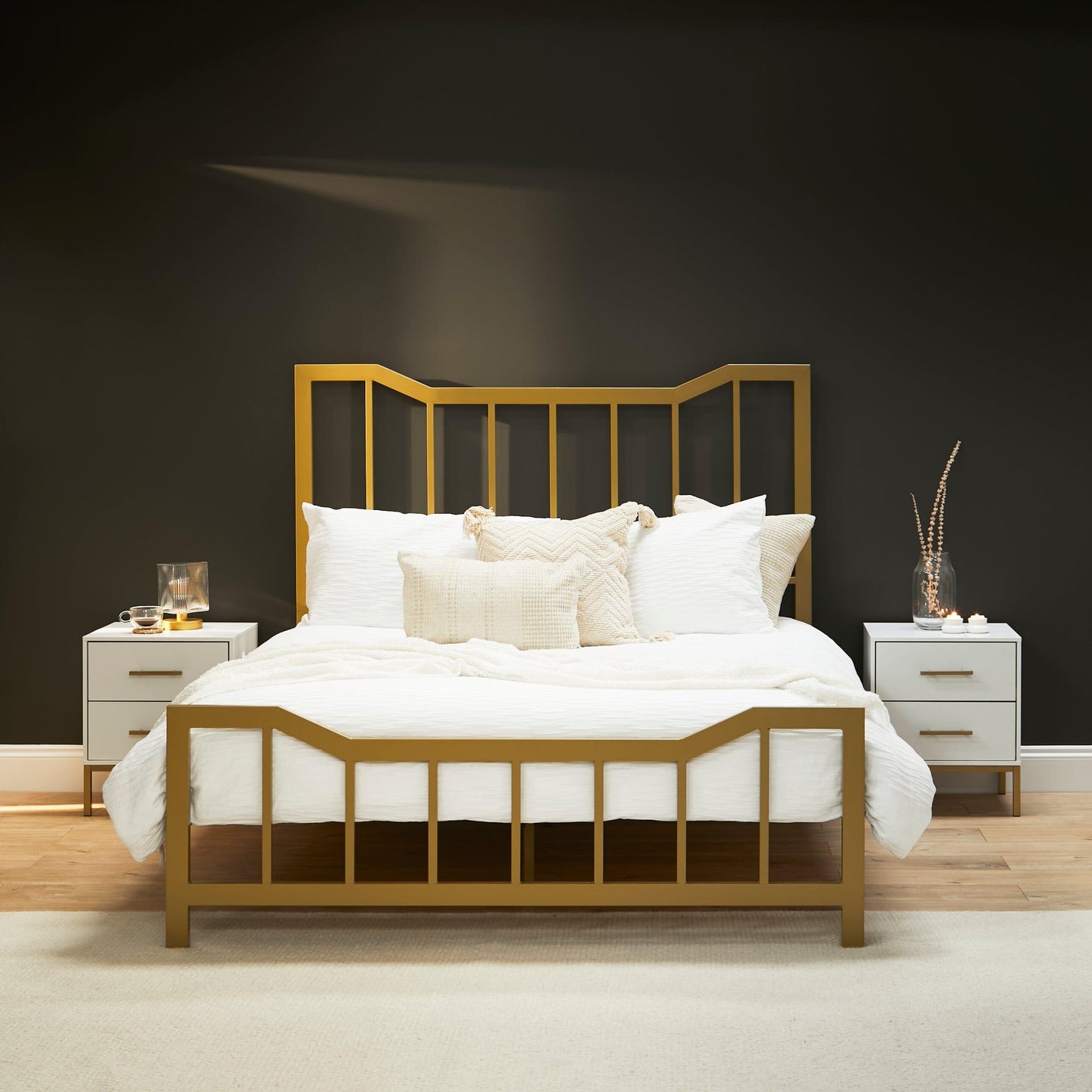 Marie Double Size  Bed - Gold Metal - Laura James