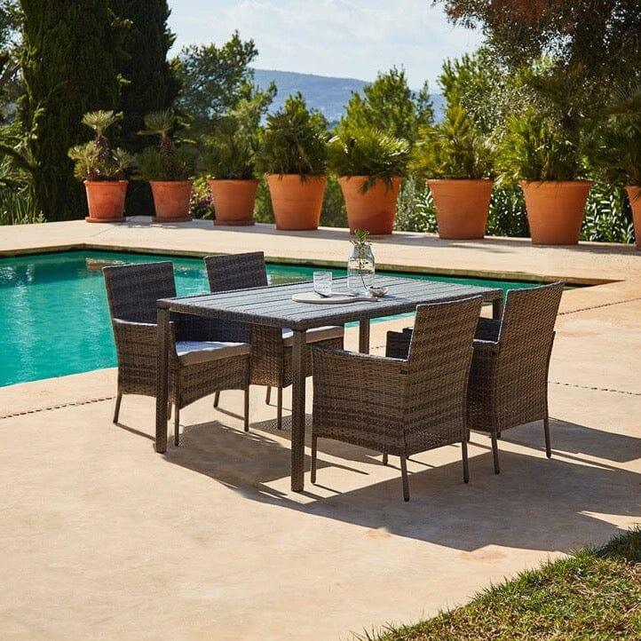 Marston 4 Seater Polywood Top Rattan Outdoor Dining Set - Grey