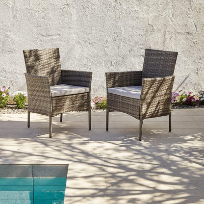 Marston 4 Seater Rattan Outdoor Dining Set - Rattan Garden Furniture - Grey - Polywood Top - Laura James