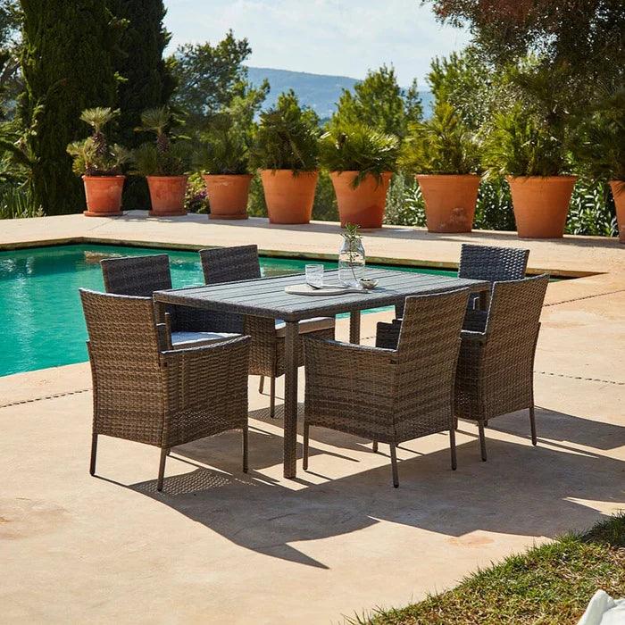 Marston 6 Seat Polywood Top Outdoor Dining Table - Grey - Laura James