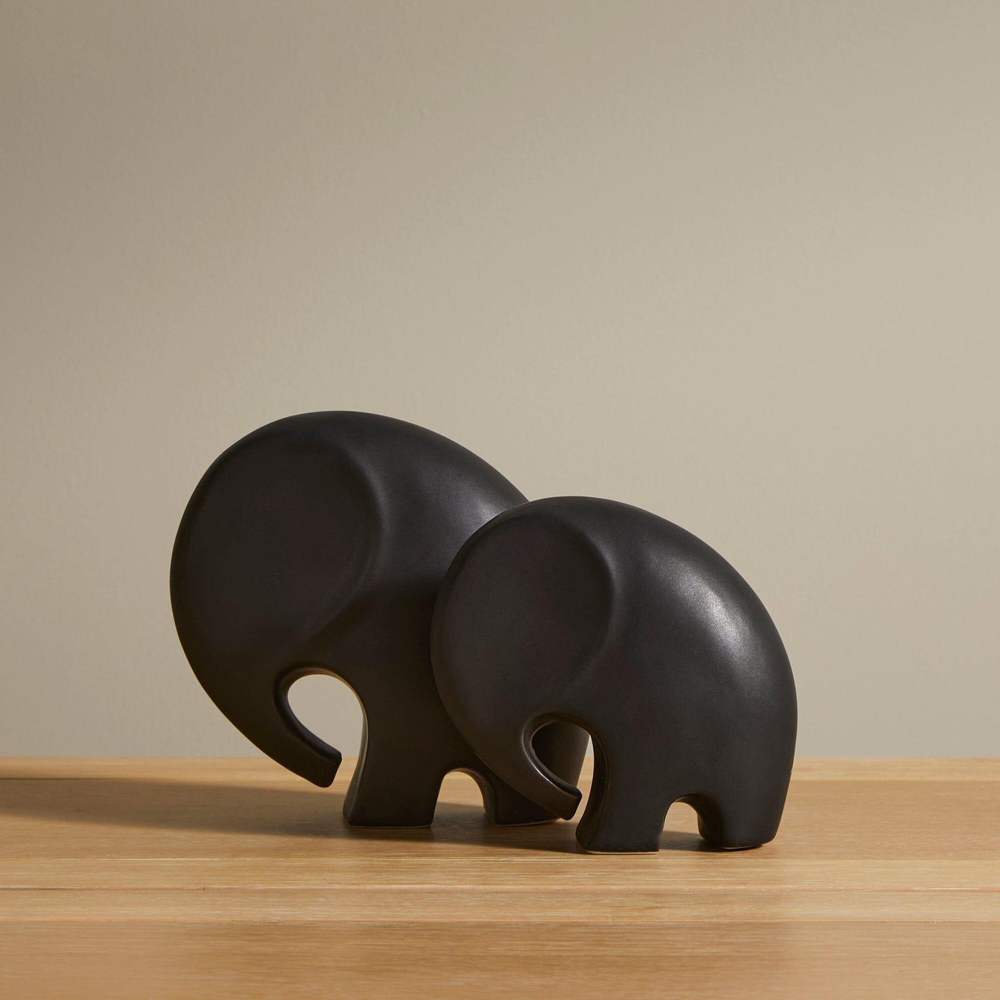 Meru 15cm Ceramic Elephant Ornament - Black - Laura James