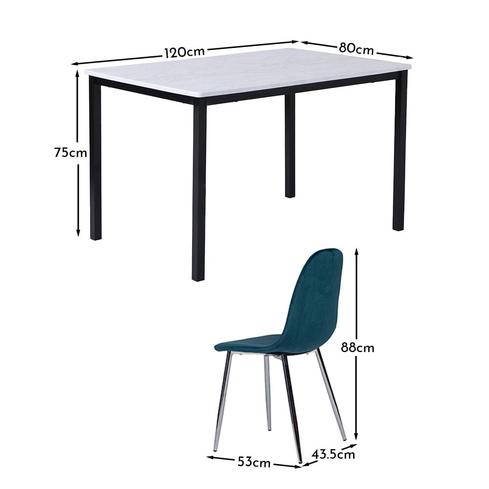 milo-marble-effect-dining-table-black-legs-Ellis-Teal-dining-set-dims-laura-james