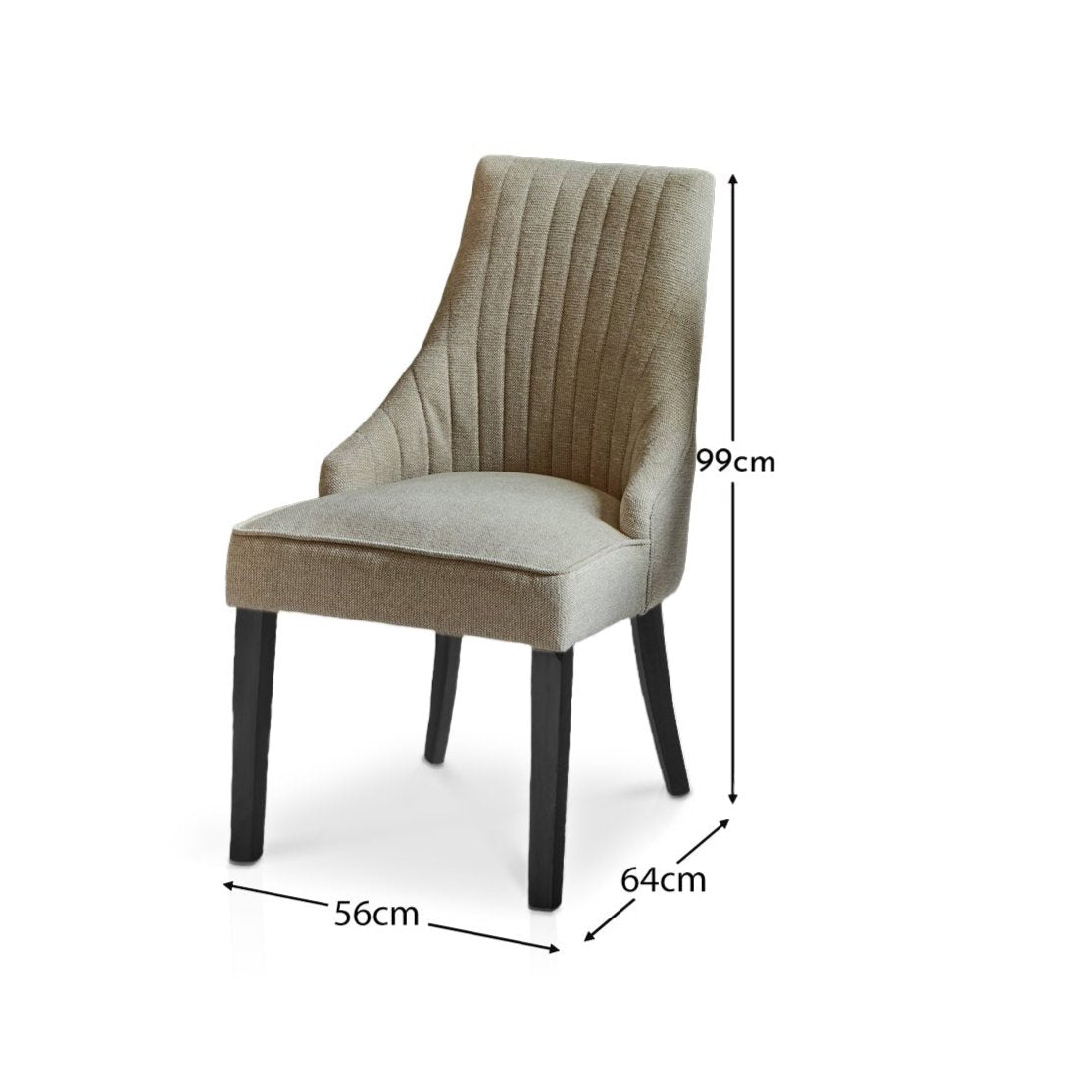 Nadine Dining Chairs - Set Of 2 - Soft Taupe with Black legs - Laura J