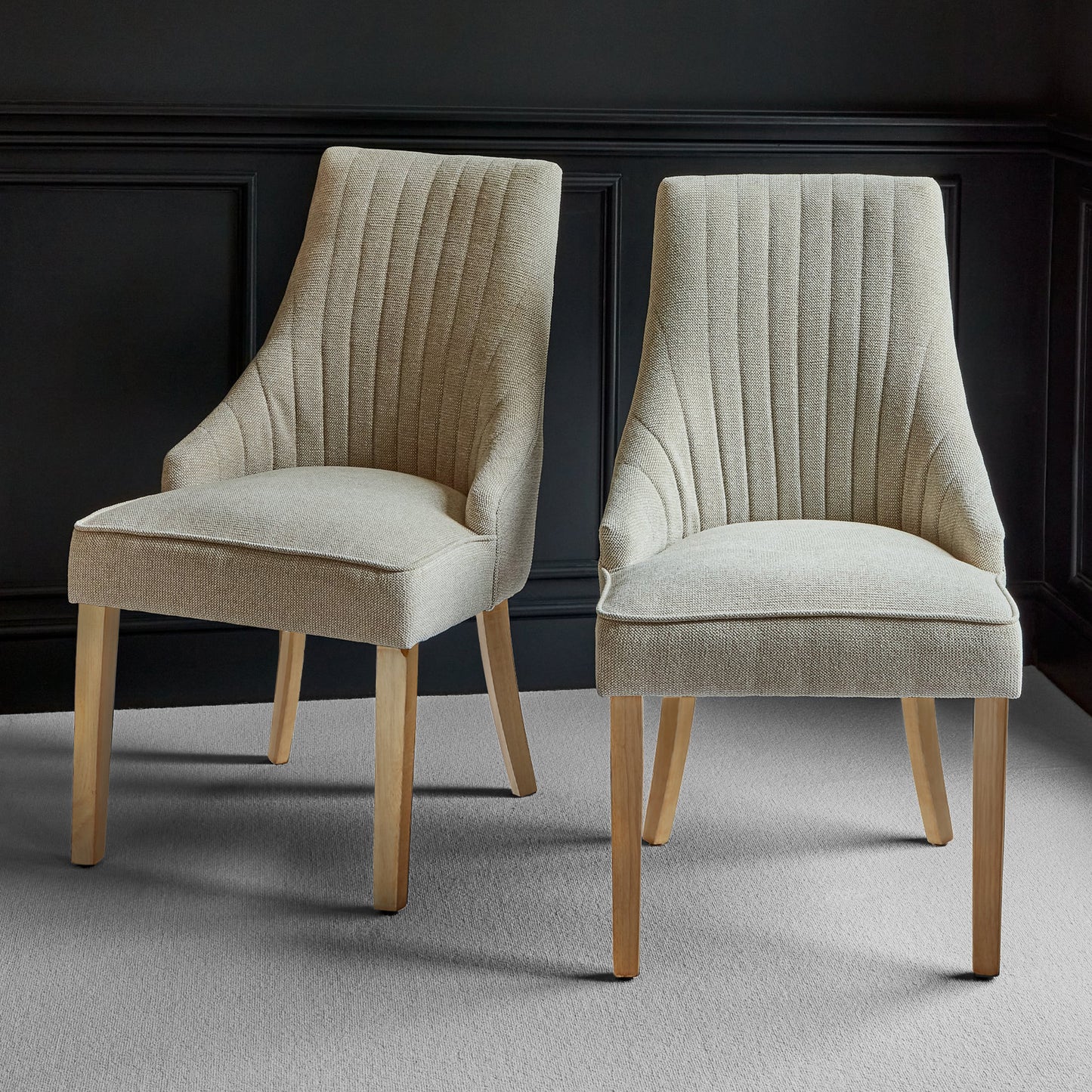 Nadine Dining Chairs - Set Of 2 - Marl Taupe with Whitewash legs