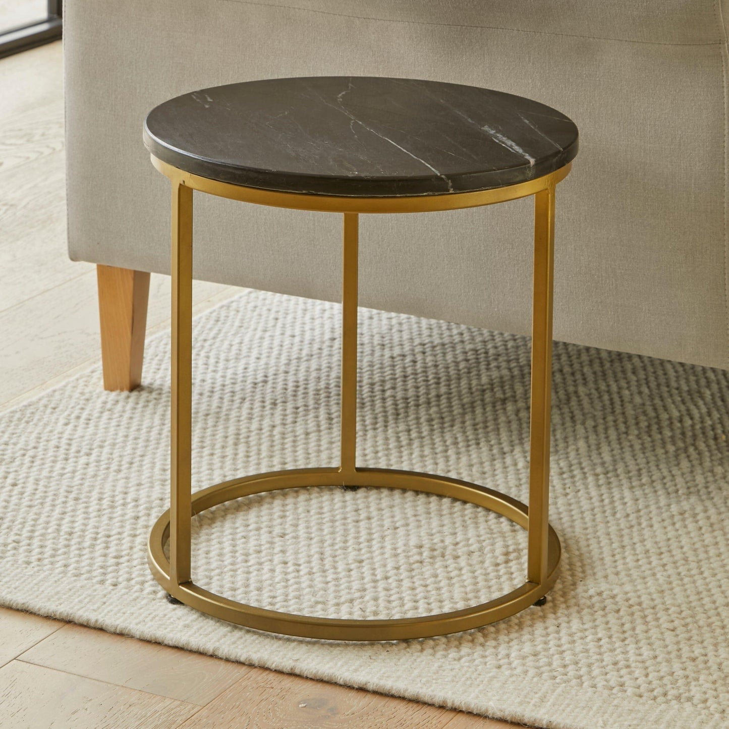 Nara Round Marble Coffee Table with Gold Legs - Laura James