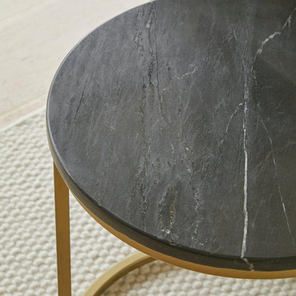 Nara Round Marble Coffee Table with Gold Legs - Laura James