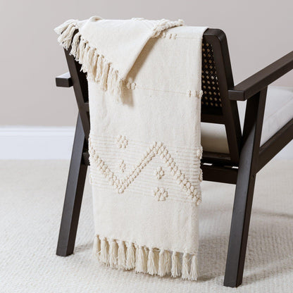 Nerja Off White Aztec Pattern Cotton Throw