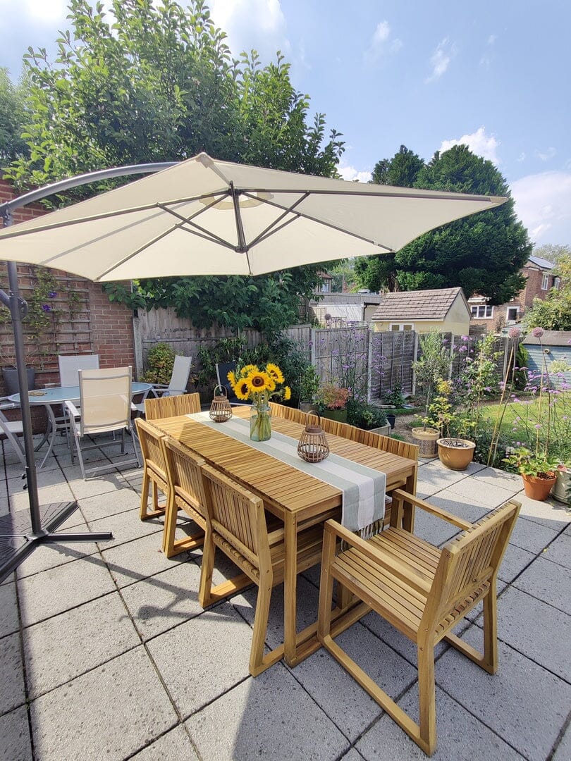 Lennox Table & 8 Lennox Armchairs with Cream Parasol