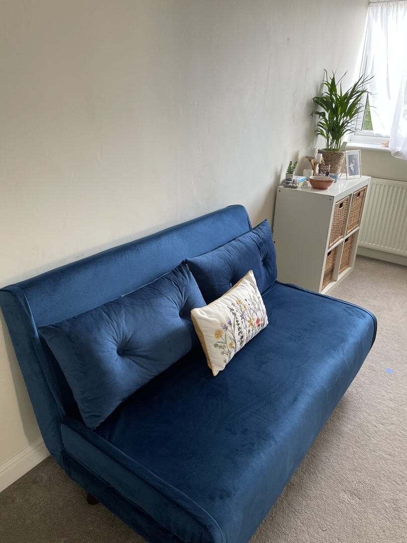 Una Double Sprung Sofa Bed - Blue - Velvet