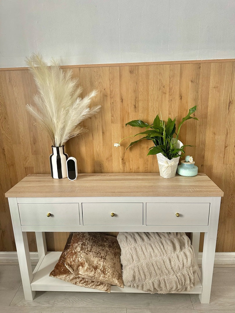 Bampton 3 Drawer Console Table - Alabaster White